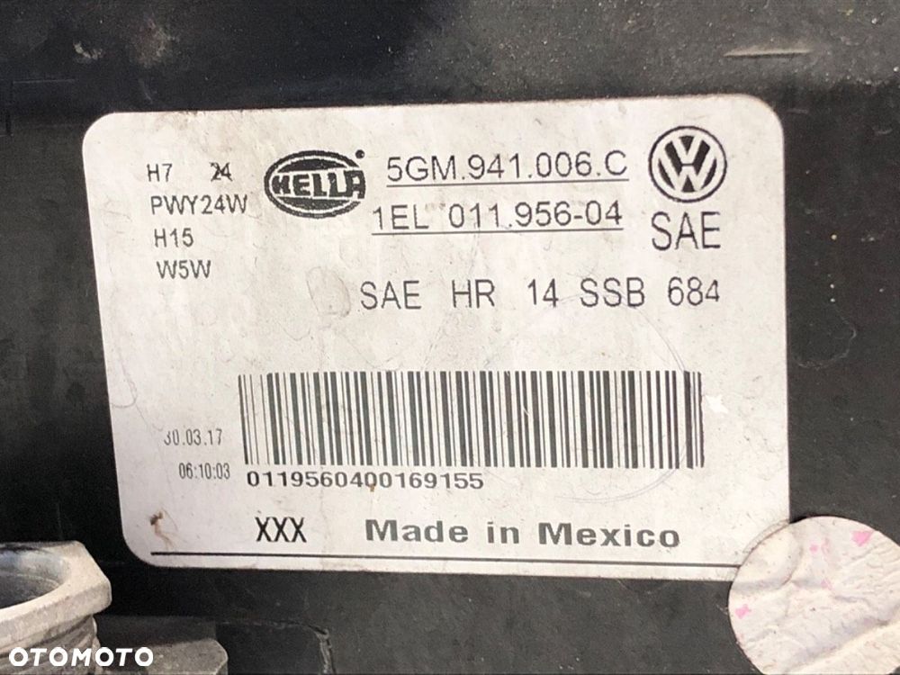 REFLEKTOR PRAWY PRZÓD USA  VW GOLF VII (5G1, BQ1, BE1, BE2) 2012 - 2022 1.8 TSI 125 kW [170 KM] - 5