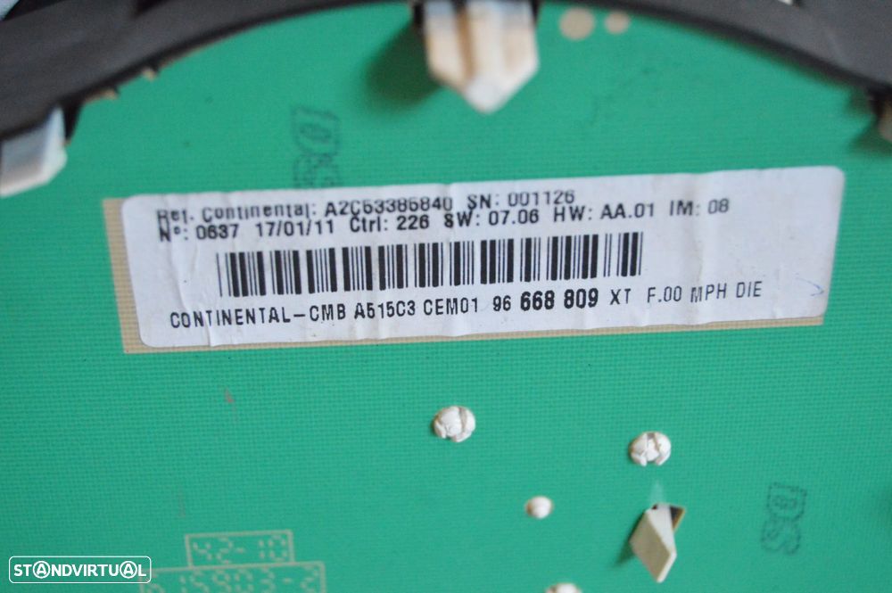 QUADRANTE MOSTRADORES PAINEL INSTRUMENTOS 96668809XT 96668809 A2C53386840 CITROEN DS3 DS 3 1.6 HDI 92CV 9HP 9H06 10JBOL INJEÇÃO BOSCH - 6