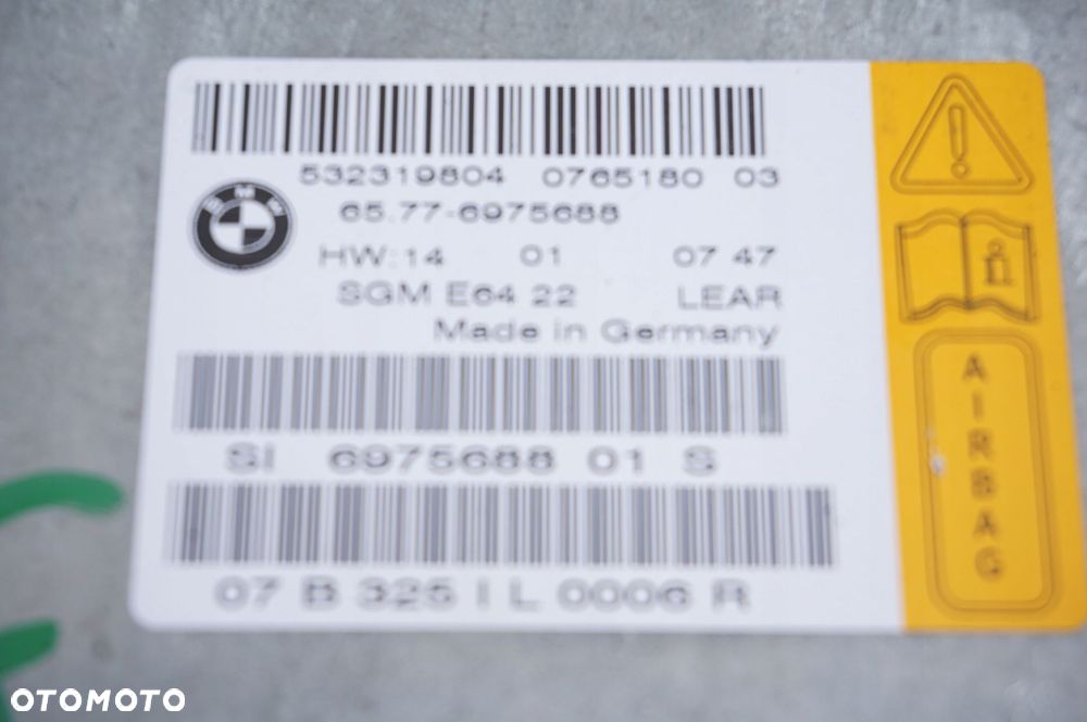 MODUŁ SENSOR AIR BAG 65.77-6975688 BMW 6 E63 E64 - 2