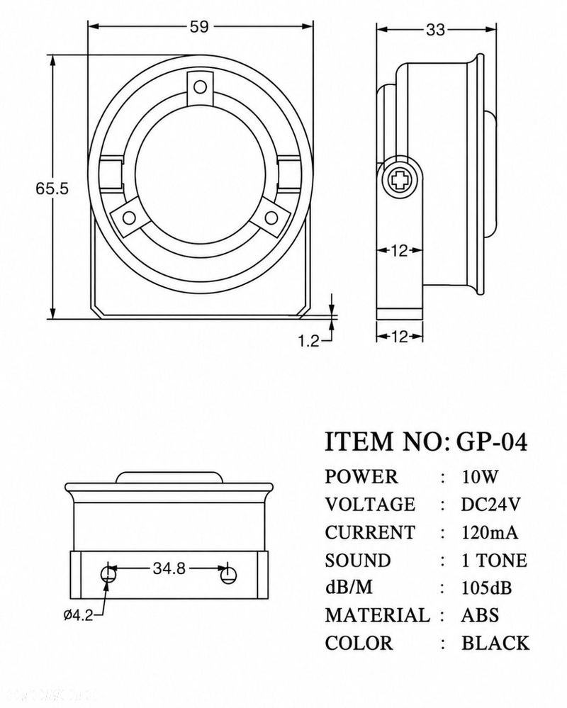 sygnał cofania 12/24v 10w 98db uniwersalny - 2