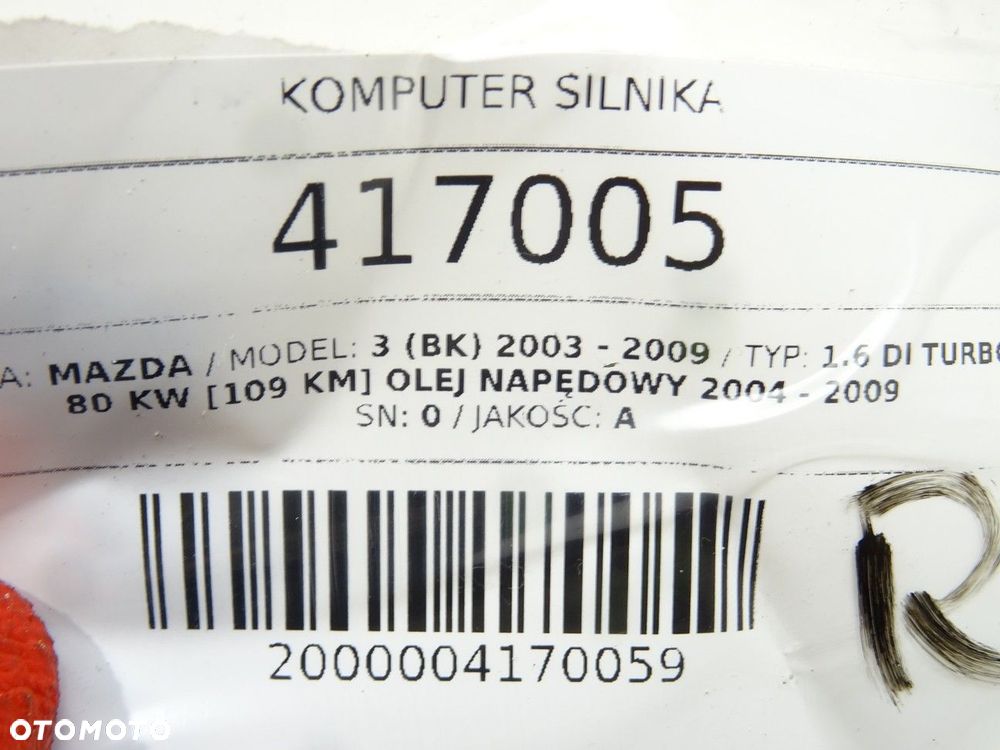 KOMPUTER SILNIKA  MAZDA 3 (BK) 2003 - 2009 1.6 DI Turbo 80 kW [109 KM] olej napędowy 2004 - 2009 - 4