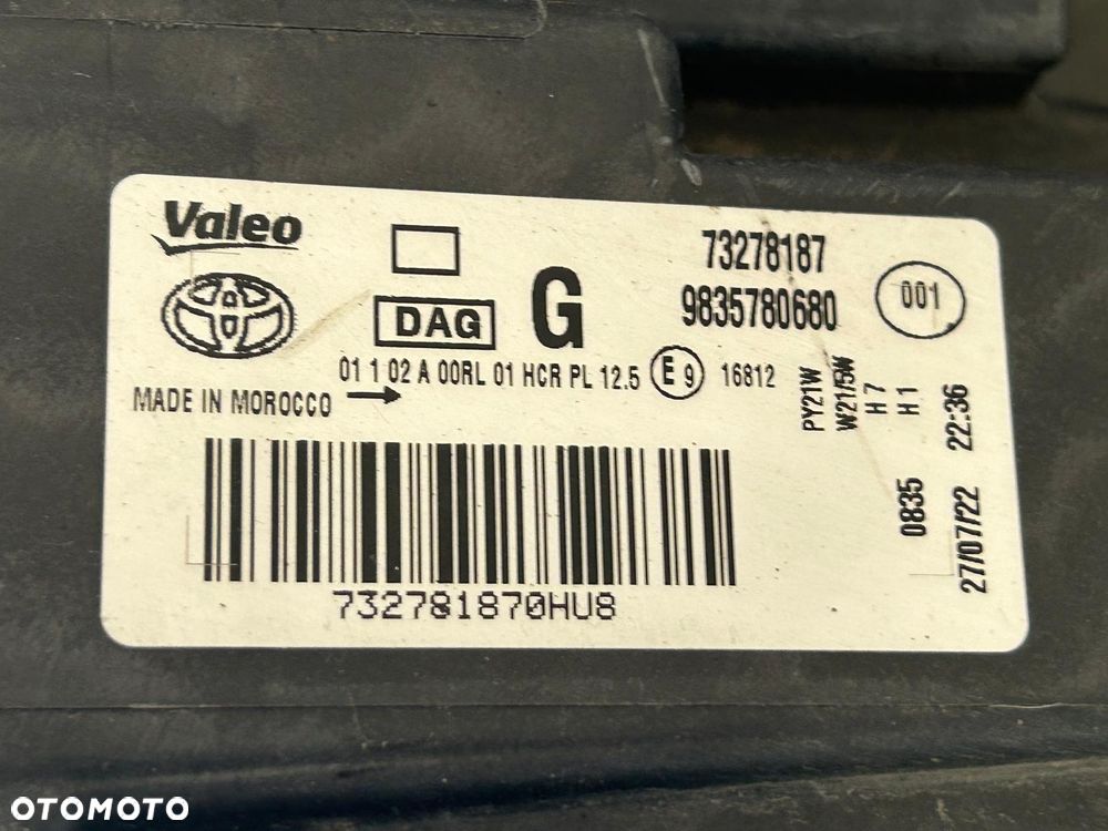TOYOTA PROACE CITY LAMPA PRZÓD PRAWA LEWA 73278215 9835780580 73278187 9835780680 - 5