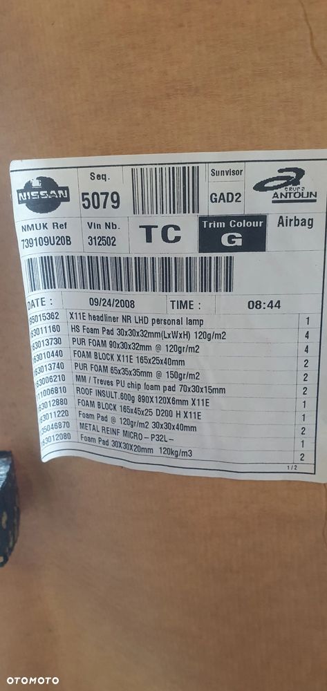 Tapicerka podsufitka Nissan Note E11 - 6
