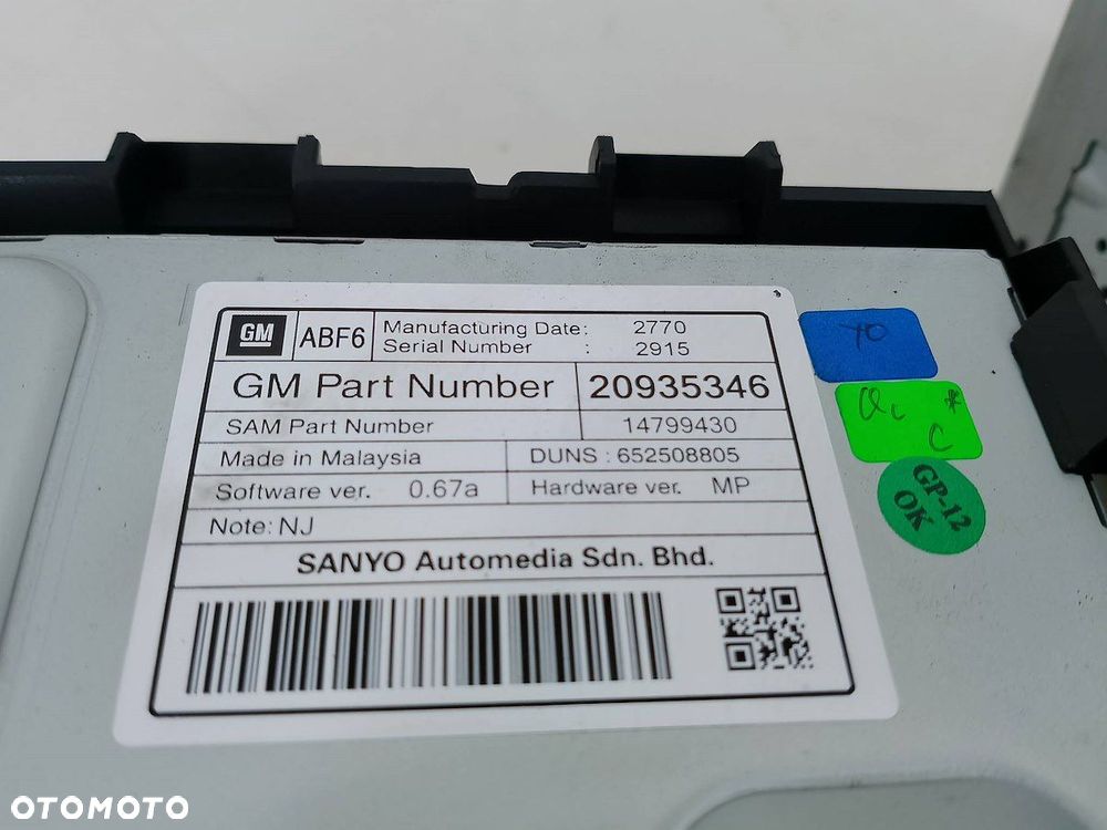 RADIO NAWIGACJA FABRYCZNA OPEL ASTRA J 22739814  20935346  13346053 - 8