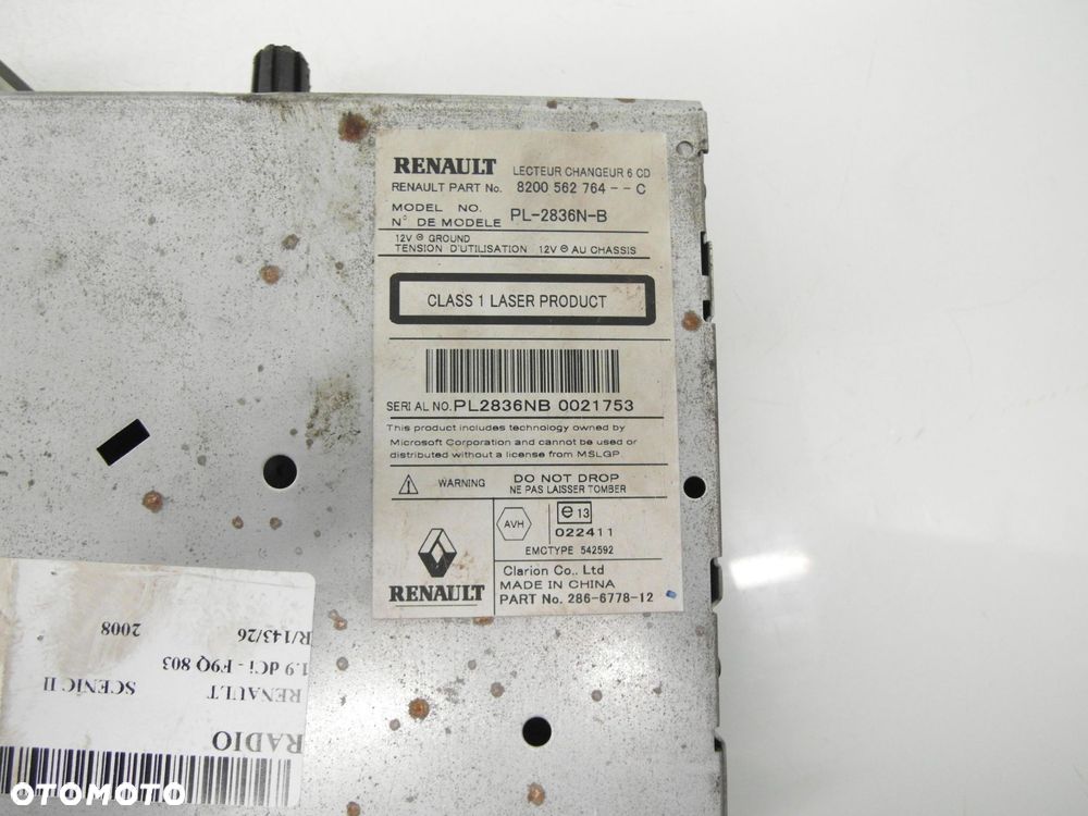RADIO RENAULT SCENIC II 8200562764C + KOD - 7