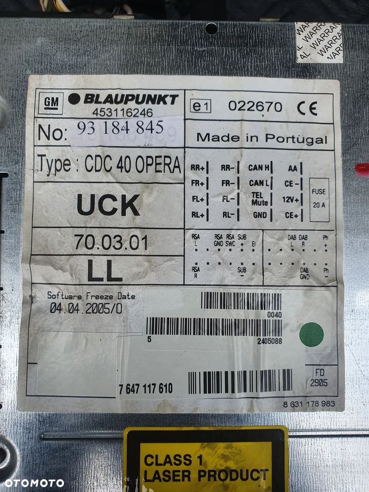 OPEL ZAFIRA B RADIO 13188469 CDC 40 OPERA + WYŚWIETLACZ  13111163 - 4