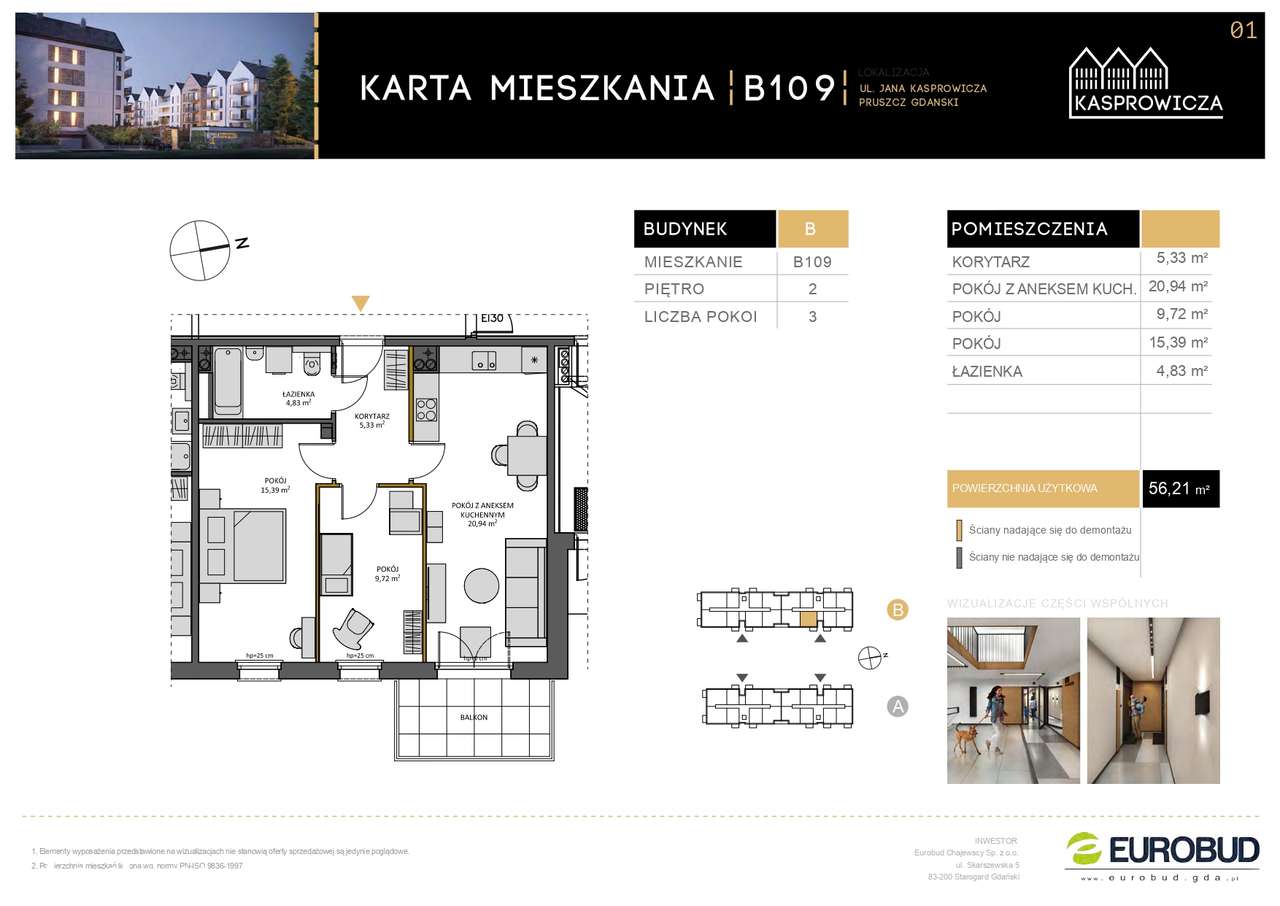 Osiedle Kasprowicza Pruszcz Gdański 3 pokoje