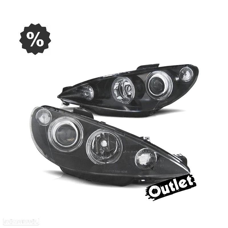 R150669C2 FARÓIS OPTICAS PARA PEUGEOT 206 98-09 ANGEL EYES FUNDO PRETO - 1