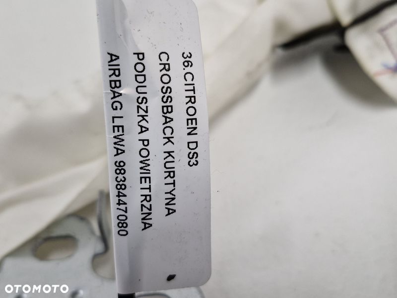 CITROEN DS3 CROSSBACK KURTYNA PODUSZKA POWIETRZNA AIRBAG LEWA 9838447080 - 5
