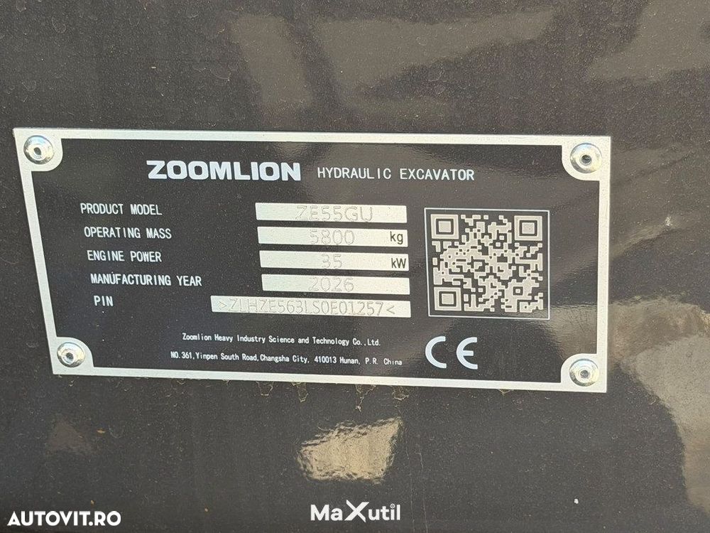 Zoomlion ZE55GU Miniexcavator - 8