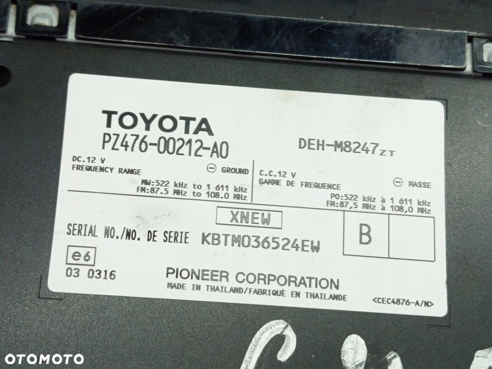 RADIO FABRYCZNE CD AUX USB TOYOTA HILUX VII PZ476-00212-A0 - 7