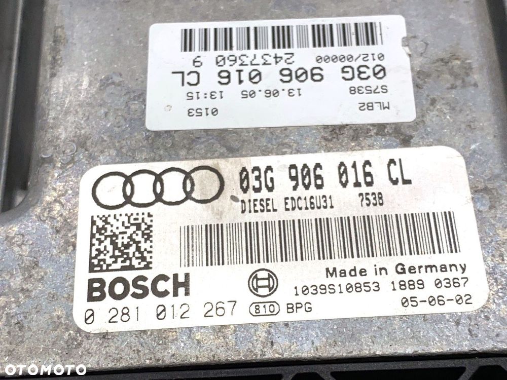 KOMPUTER SILNIKA  AUDI A4 B7 Avant (8ED) 2004 - 2008 2.0 TDI 103 kW [140 KM] olej napędowy 2004 - - 3