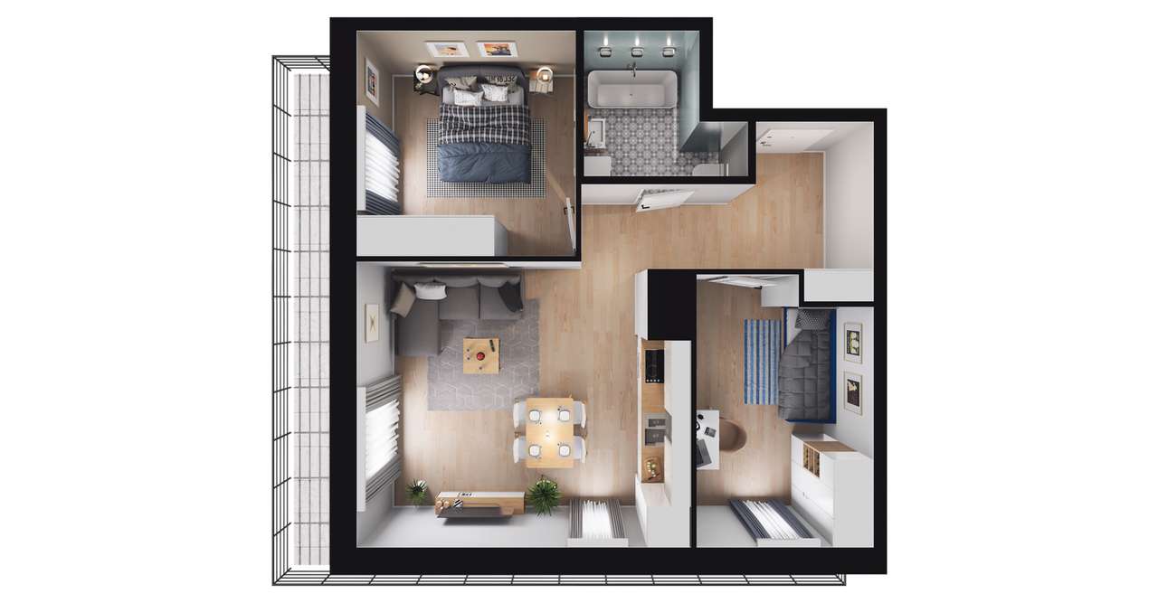 3-pokojowe mieszkanie 51m2 + balkon Bezpośrednio - Pełny obrazek: 3/12