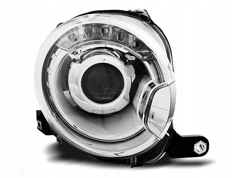 LAMPY REFLEKTORY FIAT 500 07- SOCZEWKI CHROME - 1