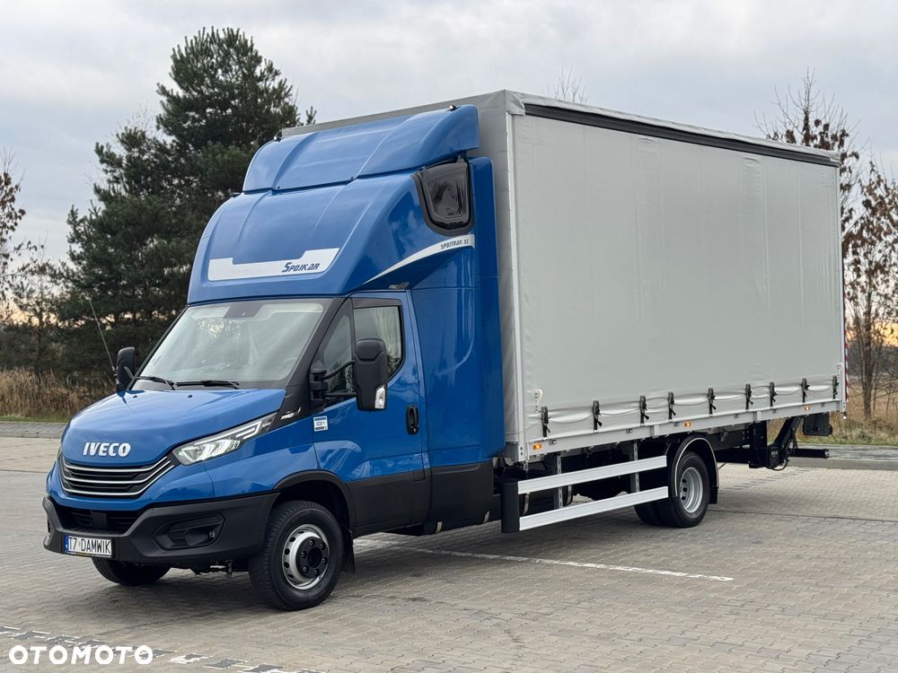 Iveco Daily 2023r Hi-Matic‼️70C21H‼️Winda Bar 1000KG // Plandeka 15 Palet Firanka‼️Spanie z tyłu Spojtrak XL Poduszki Pneumatyczne Wysokość rampowa Full LED Tempomat Salon Polska DMC7200KG Faktura Vat 23% TwinCab - 2