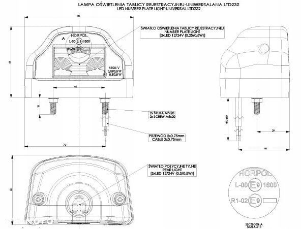 LAMPA OSWIETLENIA TABLICY CZERWONA DIODA - 3