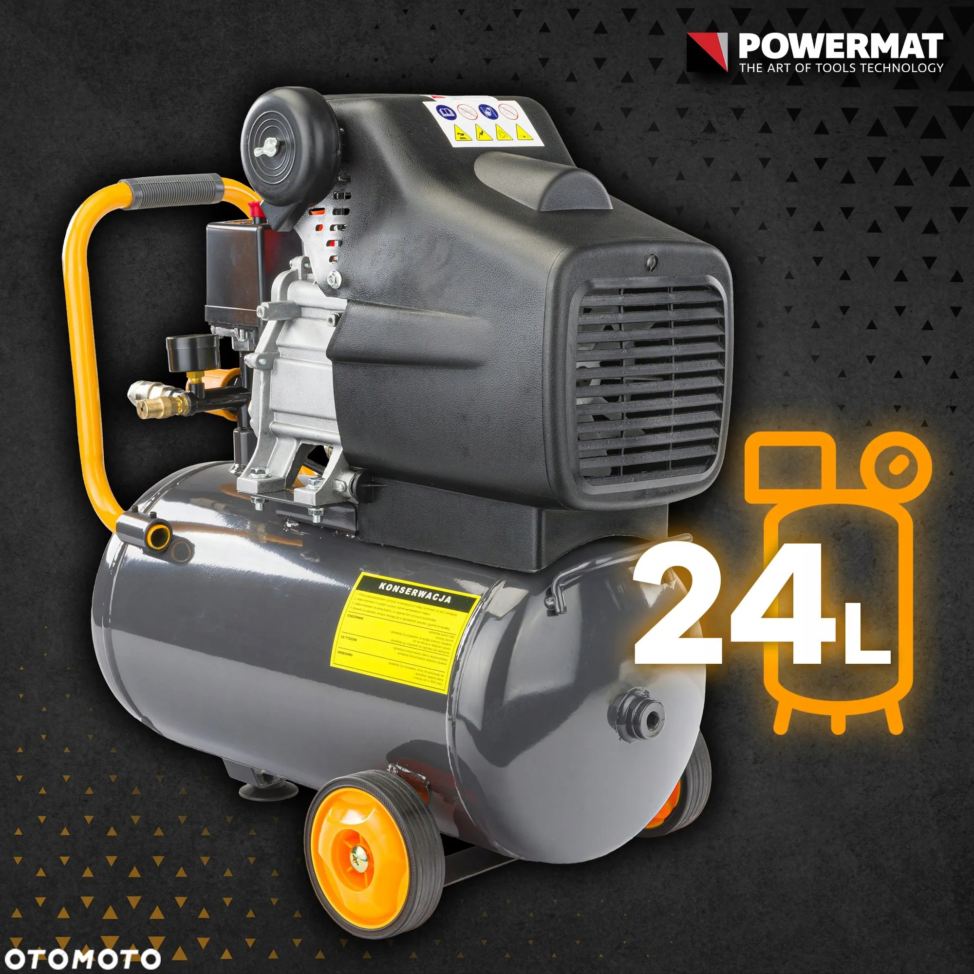 KOMPRESOR OLEJOWY 24L SPRĘŻARKA 8 BAR 206 l/min 230V WYDAJNY - 5
