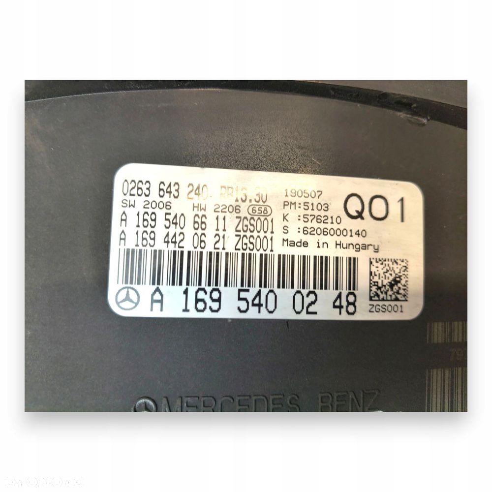 LICZNIK ZEGARY A1695400248 Mercedes W169 1.5 1.7 2.0 8V Benzyna 288 478km - 2