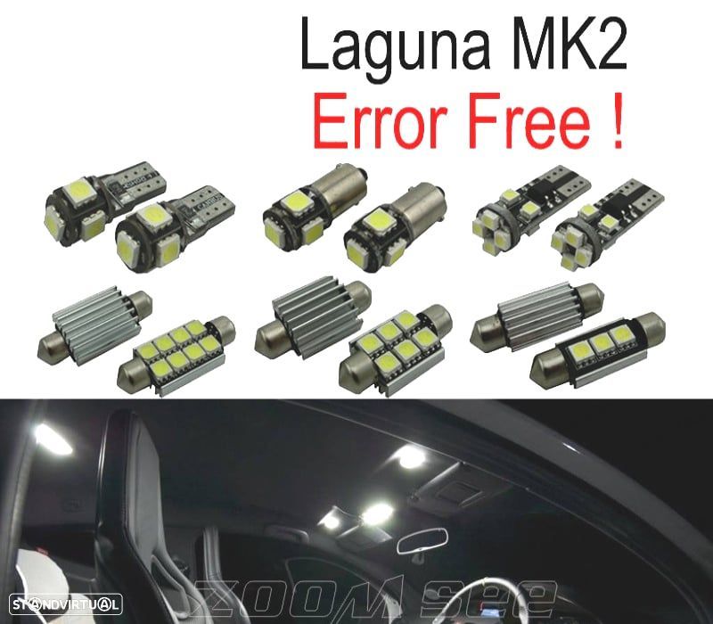 KIT COMPLETO 18 LAMPADAS LED INTERIOR PARA RENAULT LAGUNA II MK2 01-07 - 1