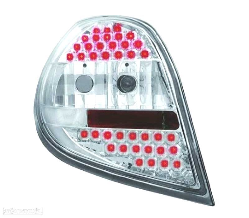 FAROLINS TRASEIROS LED RENAULT CLIO III 05-09 FUNDO CROMADO - 2