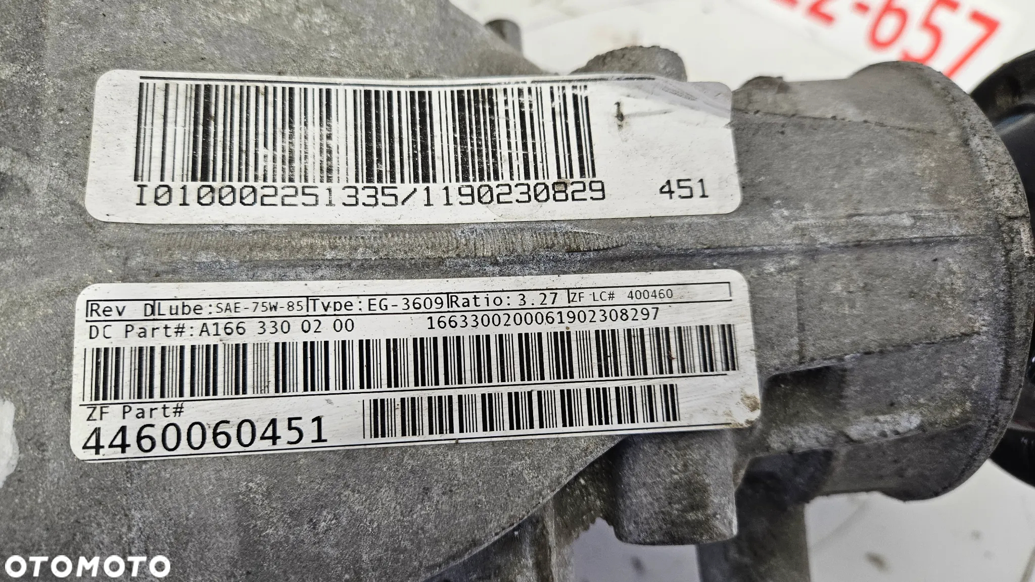MERCEDES ML 166 GL GLE 292 350 CDI most przedni Dyfer przód Dyferencjał A1663300200 przełożenie 3.27   2019 IDEALNY - 2