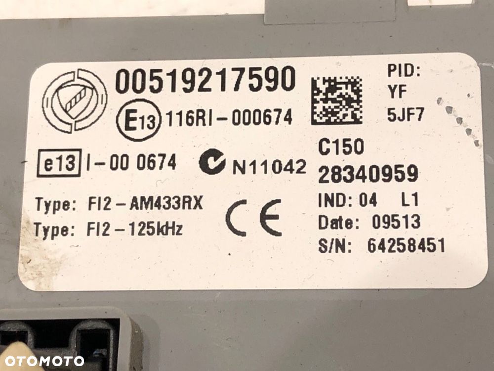 ZESTAW STARTOWY STACYJKA KOMPUTER BSI  FIAT DOBLO Cargo (263_) 2010 - 2022 1.6 D Multijet 77 kW [105 - 9