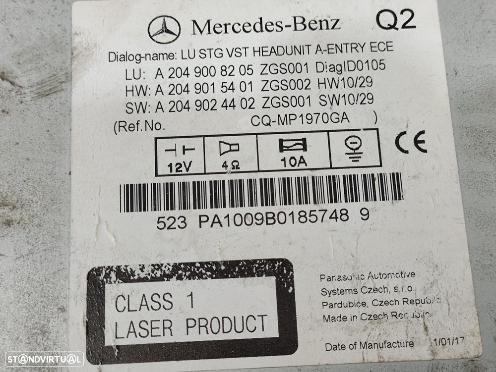 Auto Radio Original Mercedes Benz Classe C W204 A2049008205 - 8