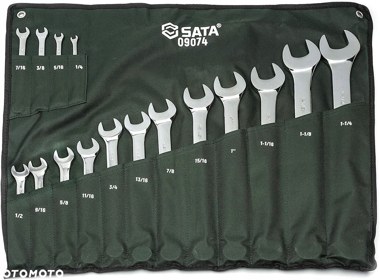SATA ZESTAW 16 KLUCZY PŁASKO-OCZKOWYCH CAL. W SASZETCE PŁACHTA ST09074SJ - 2