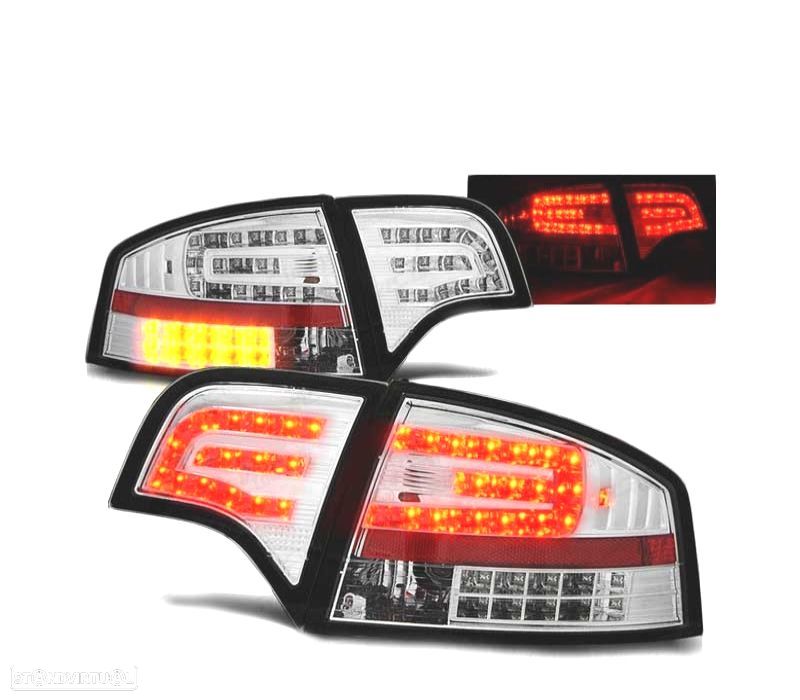 FAROLINS TRASEIROS LED AUDI A4 B7 SEDAN 04-08 CROMADO - 1