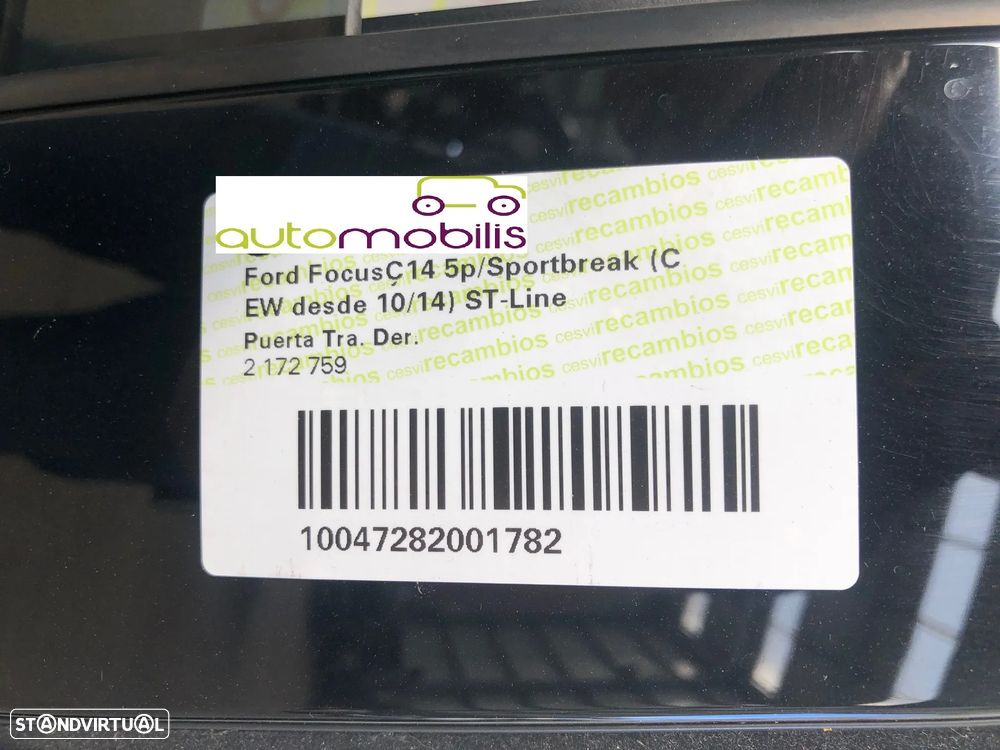 Porta Traseira Direita FORD FOCUS III 1.0 EcoBoost Ref. 2172759 - NO. 200039 - 2