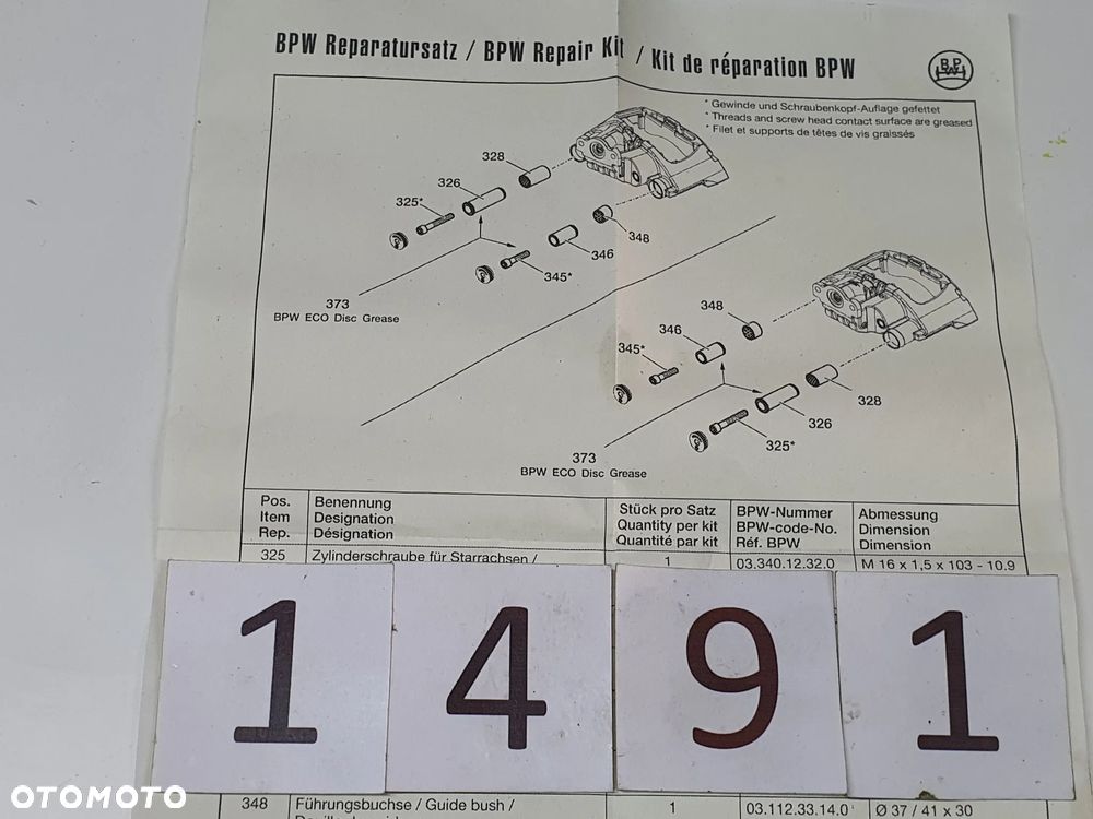 Zestaw naprawczy zacisku hamulcowego BPW TSB 3709 4309 4312   0480107611 - 7