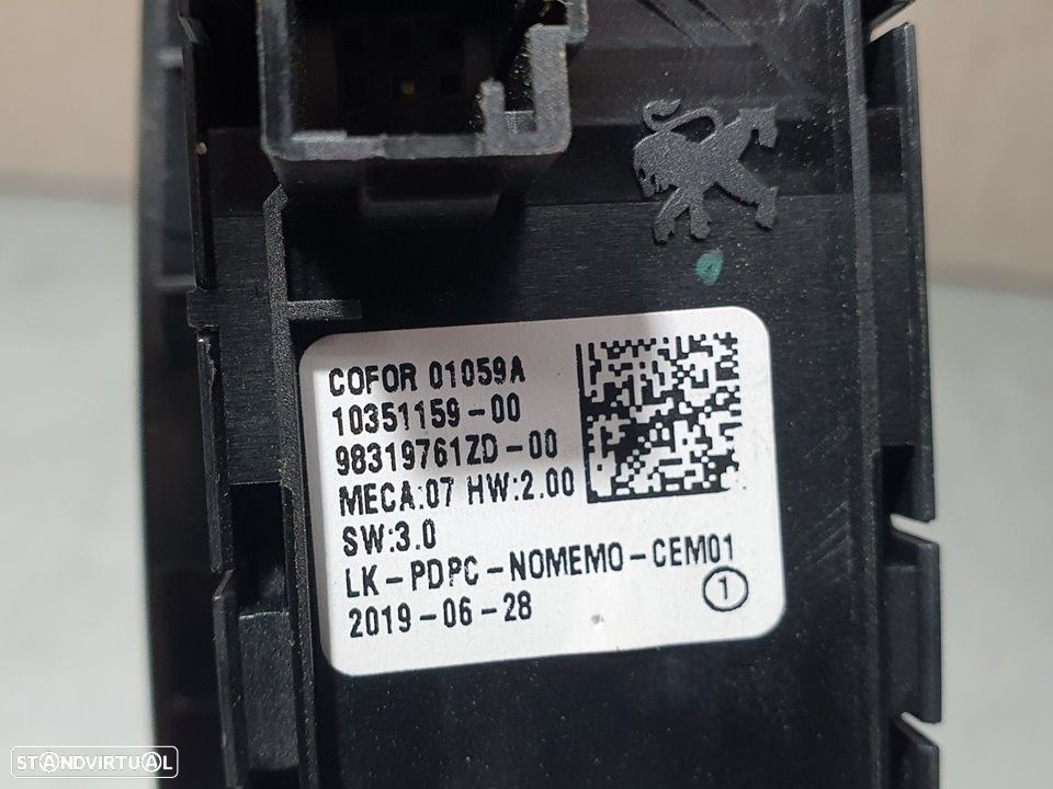 COMANDO ELEVADOR DE VIDRO FRONTAL ESQUERDO PEUGEOT 308 SW II 2019 -98319761ZD - 7
