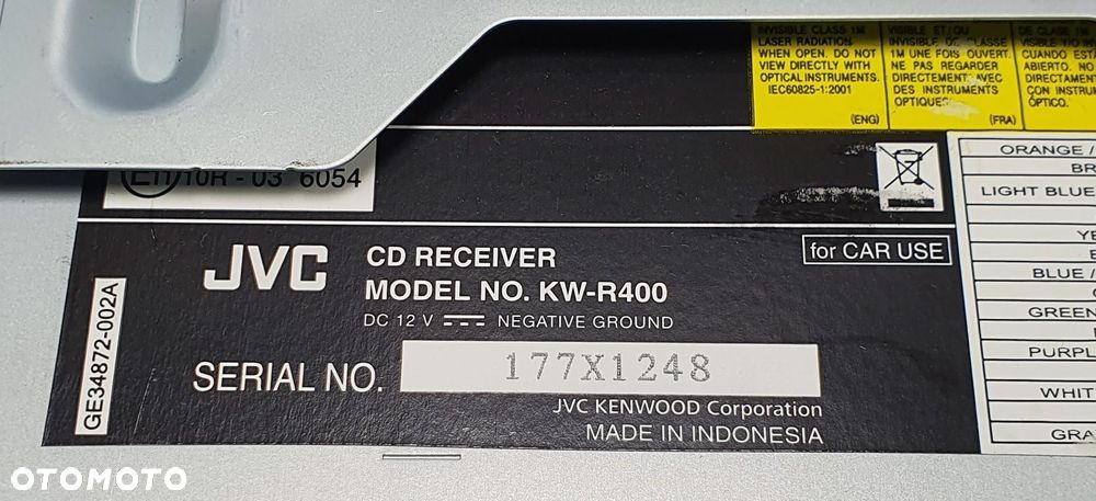 RADIO ODTWARZACZ CD JVC 177X1248 KW-R400 GE34872-002A - 6