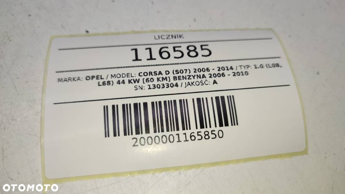 LICZNIK ZEGARY 1303304 OPEL CORSA D 2009 EUROPA 1.0 BENZYNA - 5