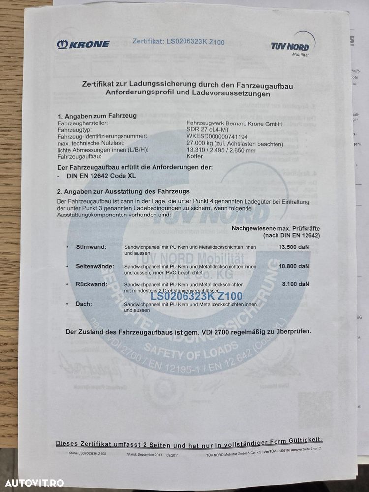 Krone model SD/R, THERMO KING SLXe, 2017, 758.847km, anv BUNE 80%, axa liftabila, axe JOST, TUV, rulata in GERMANIA, posibilitate leasing, STARE BUNA-PROMOTIE 15.900 EUR+Tva - 30