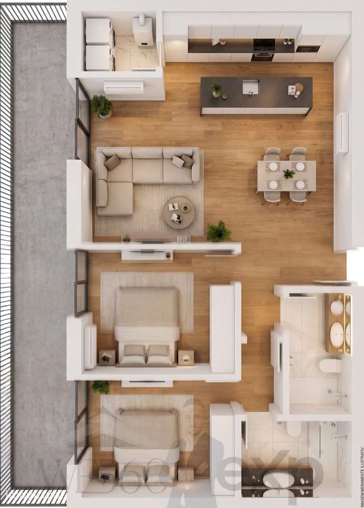 Apartamento T2 no Último Piso com Varanda e Piscina - Grande imagem: 2/10