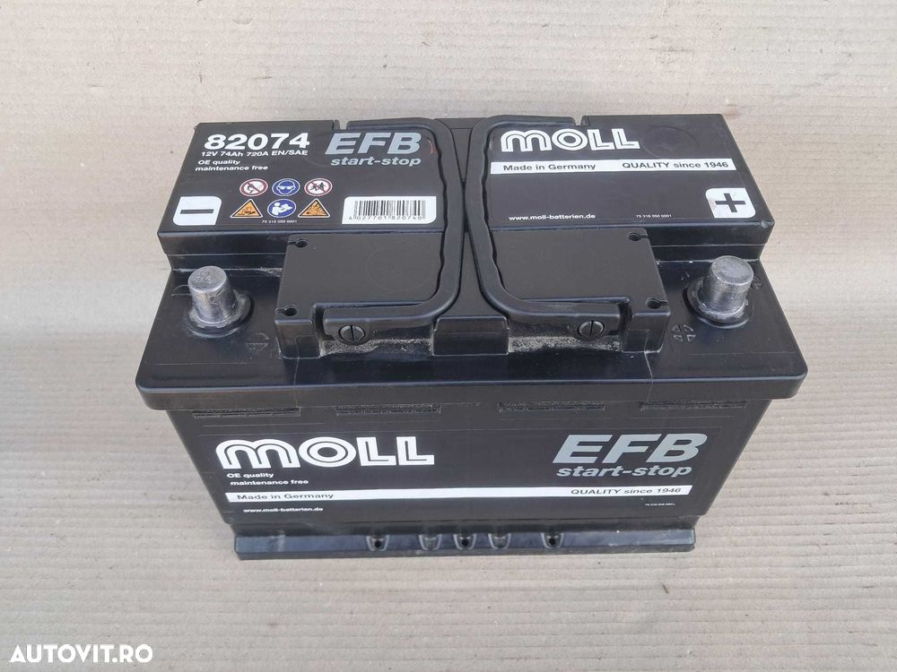 Skoda Kodiaq Octavia 3, Vw Golf 7 Passat B8, baterie acumulator start stop MOLL-EFB 74 Ah - 1