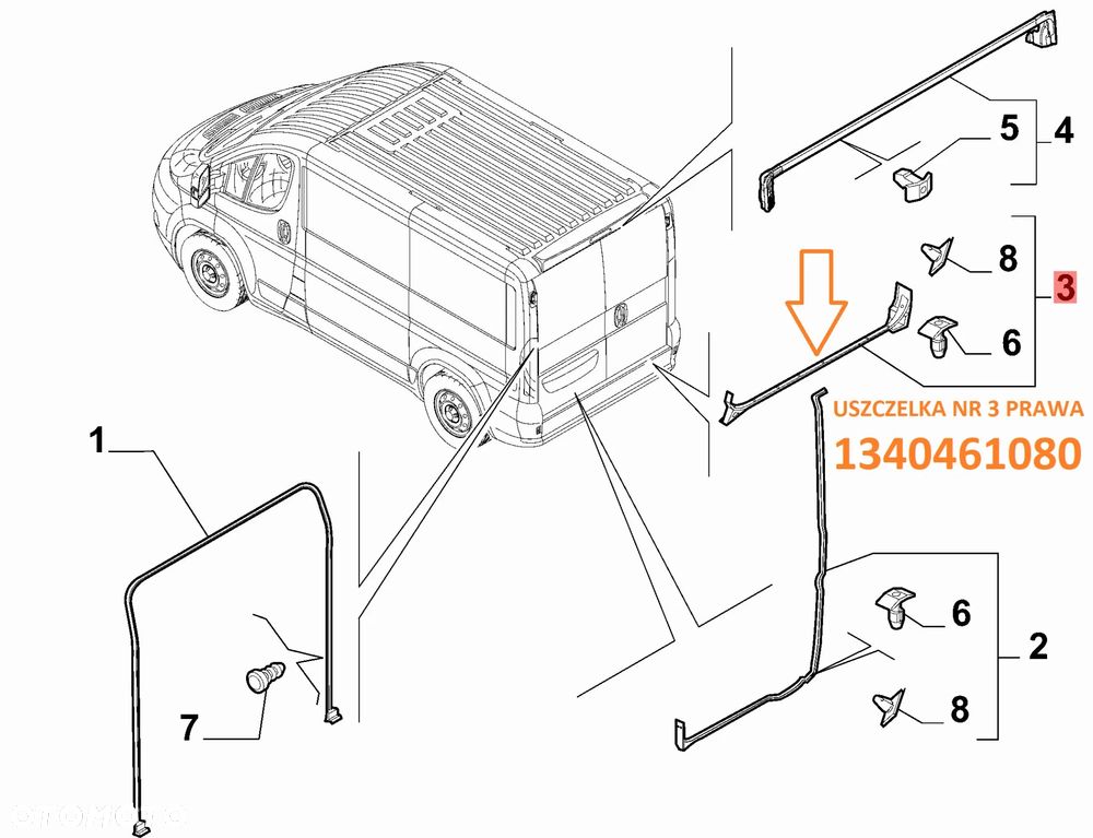 USZCZELKA DRZWI TYLNE PRAWE TYŁ DUCATO JUMPER BOXER MOVANO 06-23 1340461080 - 2