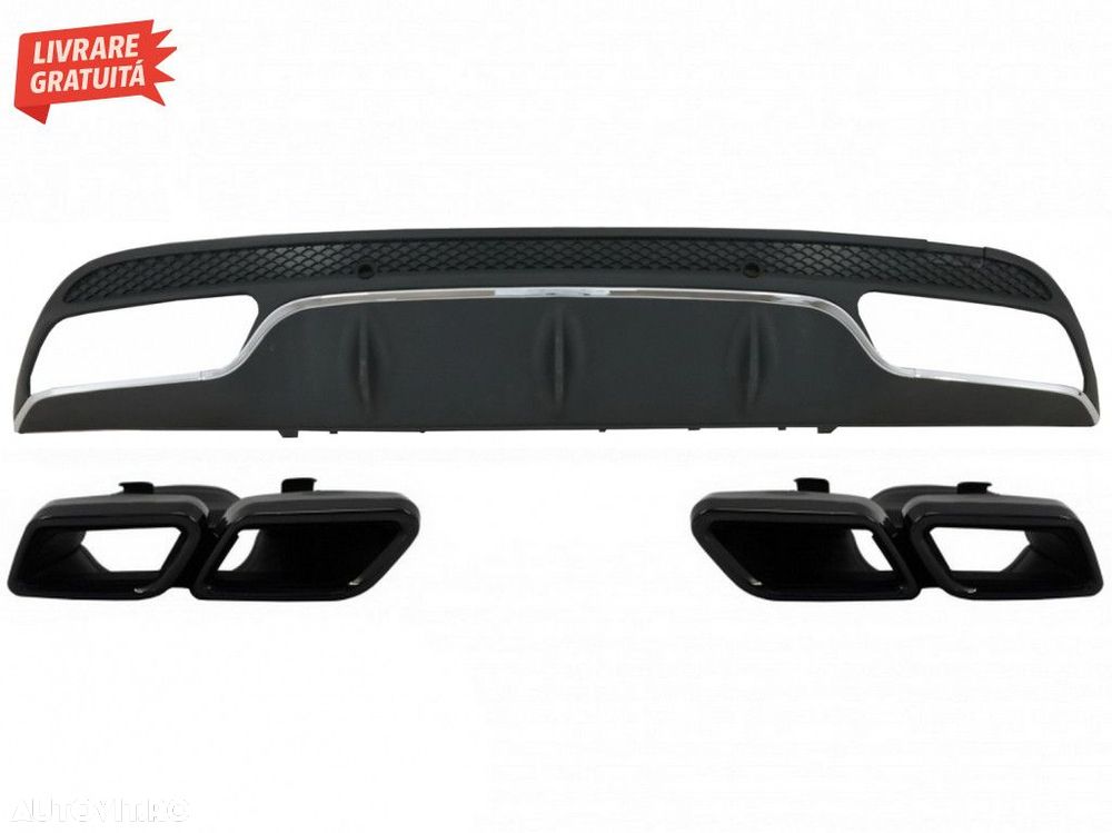Difuzor Bara Spate cu Ornamente tobe Negre Mercedes C-Class W205 S205 - 1