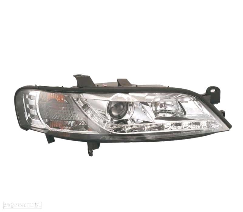 FARÓIS OPEL VECTRA B 99-02 LUZ DIURNA LED FUNDO CROMADO - 2