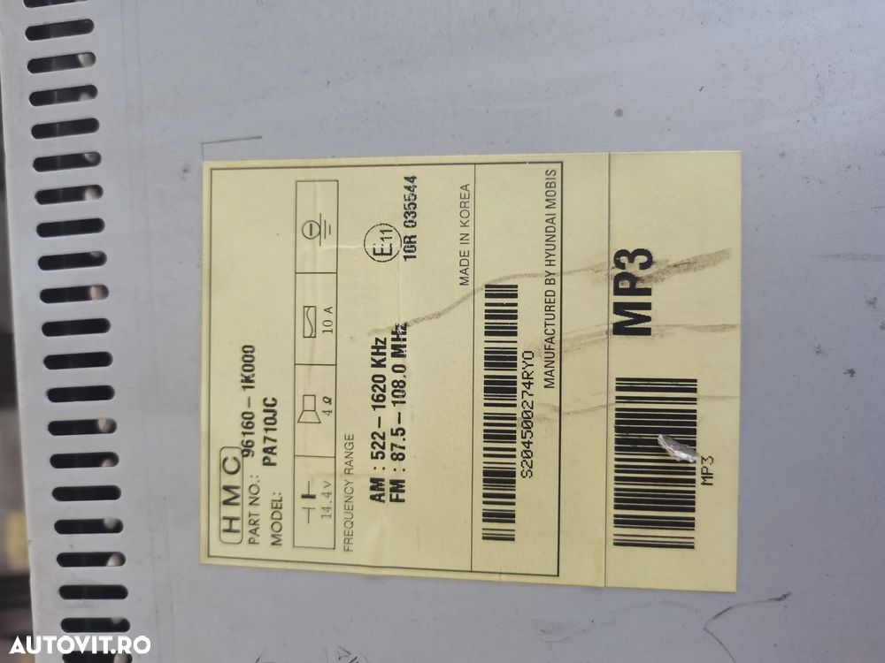 CD Player mp3 Hyundai ix20 cod 96160-1K000 961601k000 - 3