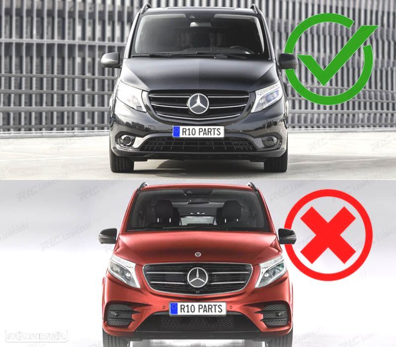 GRELHA FRONTAL MERCEDES CLASE V W447 14-19 LOOK AMG PRETO CROMADO - 6