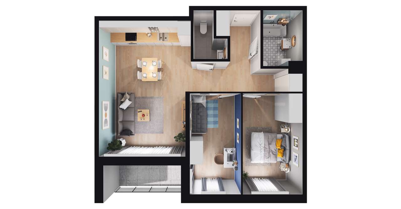 3-pokojowe mieszkanie 64m2 + balkon Bez Prowizji - Pełny obrazek: 3/24