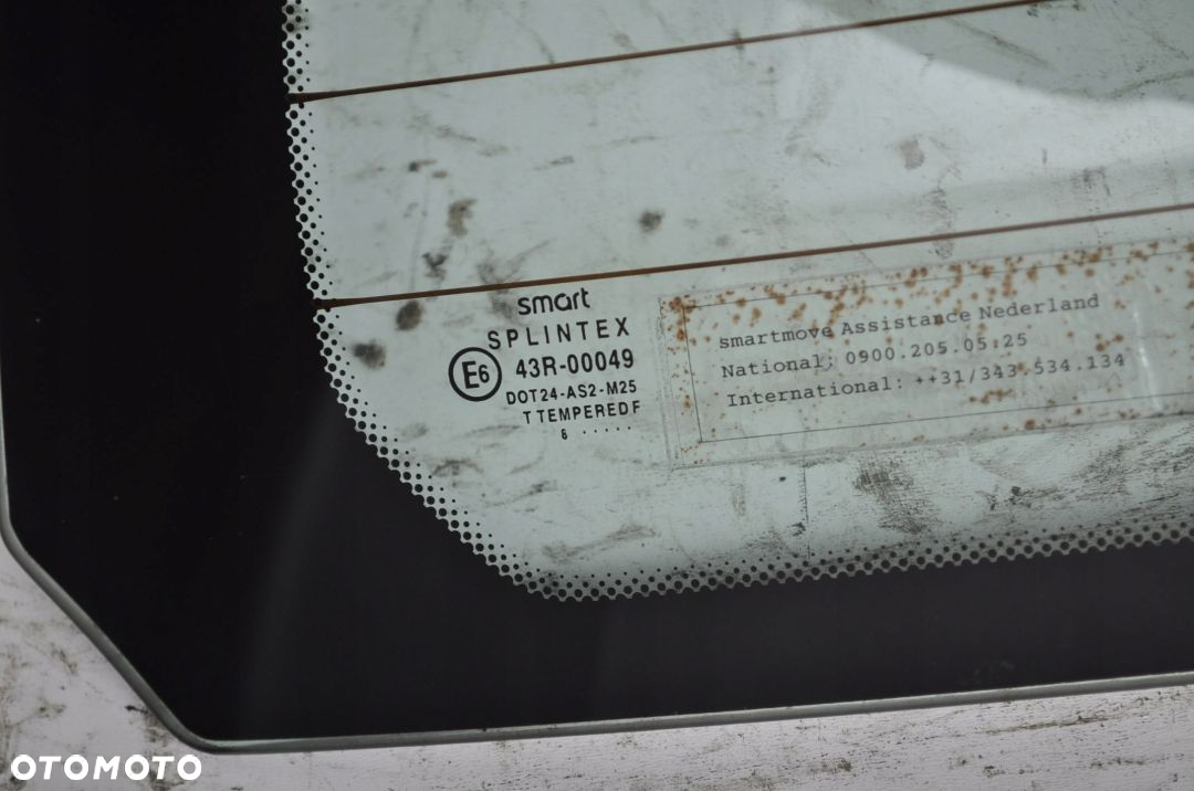 SMART FORTWO coupe 450 SZYBA TYŁ TYLNA KLAPY - 6