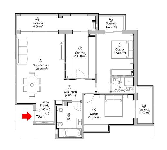 Apartamento T2 na Quinta de Santa Maria, Figueira da Foz - Grande imagem: 2/16