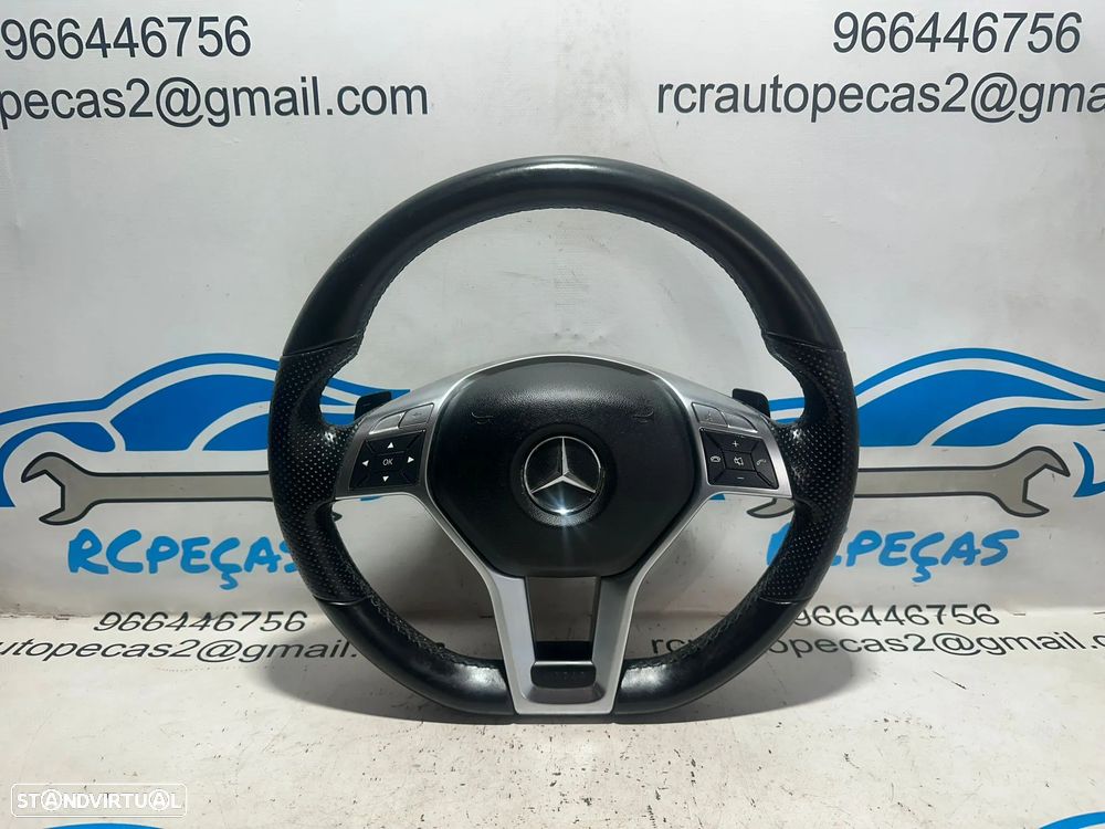 .Volante Guiador Pele Pele Perfurada Multifunções Comandos Patilhas Original AMG Mercedes Benz Flat Bottom W212 W204 C207 R172 - 2