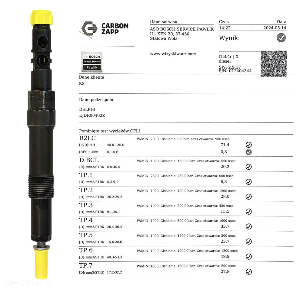 Regenerowany wtryskiwacz EJBR 02901D  EJBR02401Z EJBR03701D Terracan 2.9 CRDi - 4
