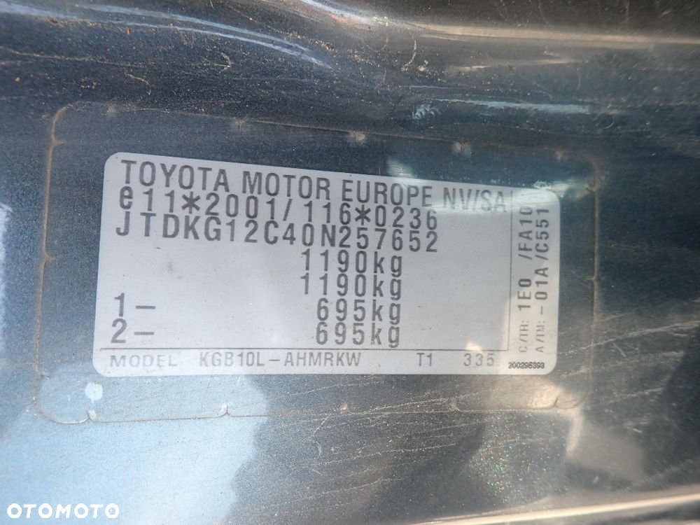 CZĘŚCI - Toyota Aygo I 1,0 67KM 1KR-FE 1KR-B52 HB 5D 5B lakier 1E0 2008r. INDEX - 10223 - 17