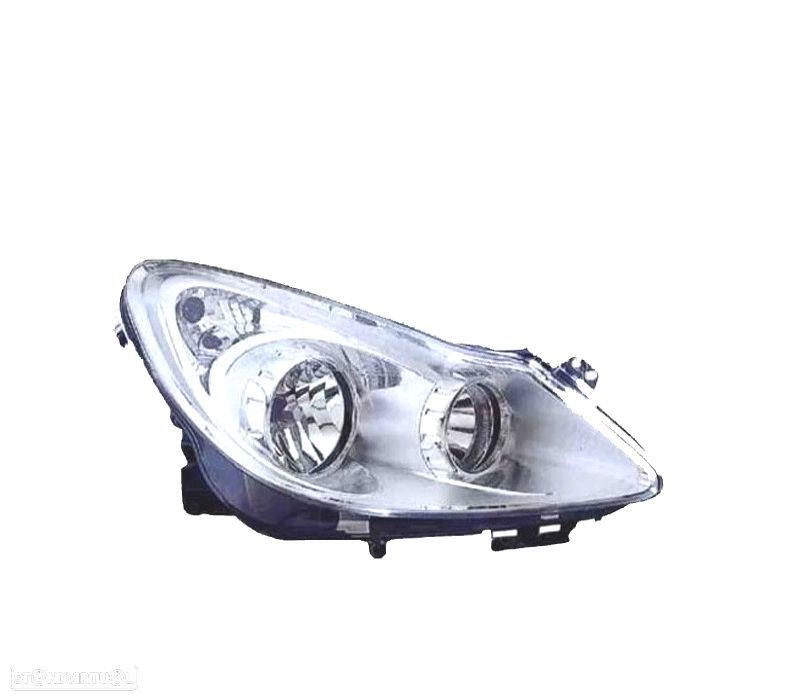FAROL DIR OPTICAS OPEL CORSA D 06-10 FUNDO CROMADO - 1