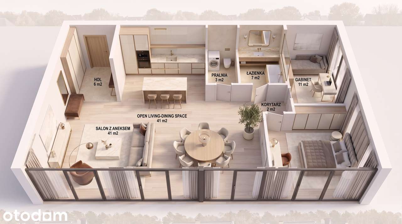 Apartament 84 m² z panoramicznym oknem | 3 pokoje | Wola